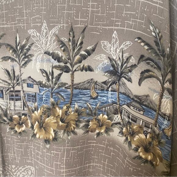 Vintage Pierre Cardin Rayon Tiki MCM Hawaiian Palm Tree Short Sleeve Shirt XL - Picture 5 of 8